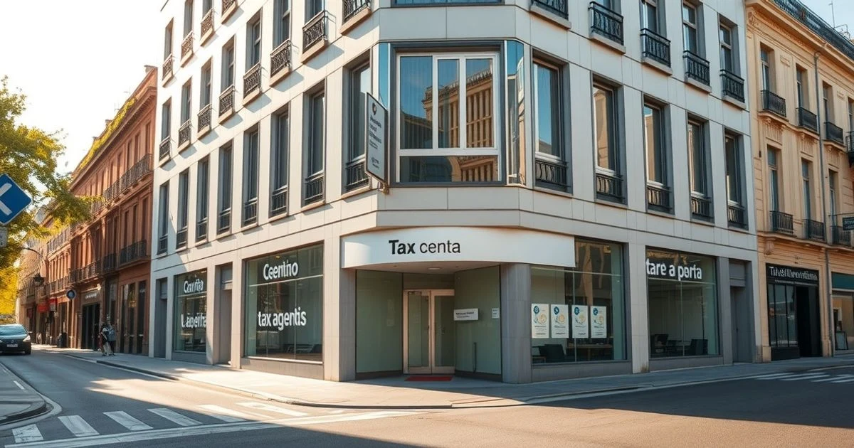 Facade of an office building of the Catalan Tax Agency in Barcelona